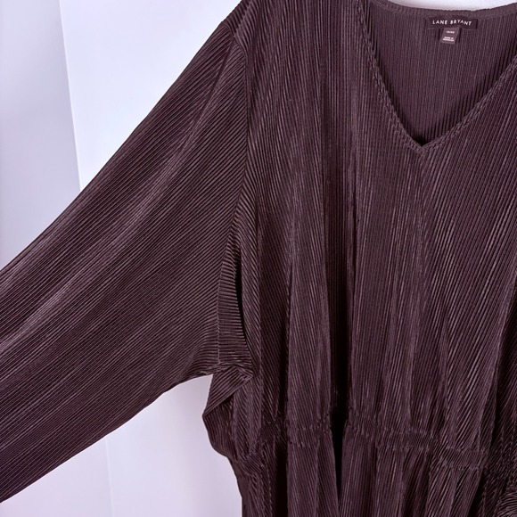 Lane Bryant Black Pleated V-Neck Peplum Tunic Top Plus Size 38/40 Dark Coquette - Picture 4 of 16